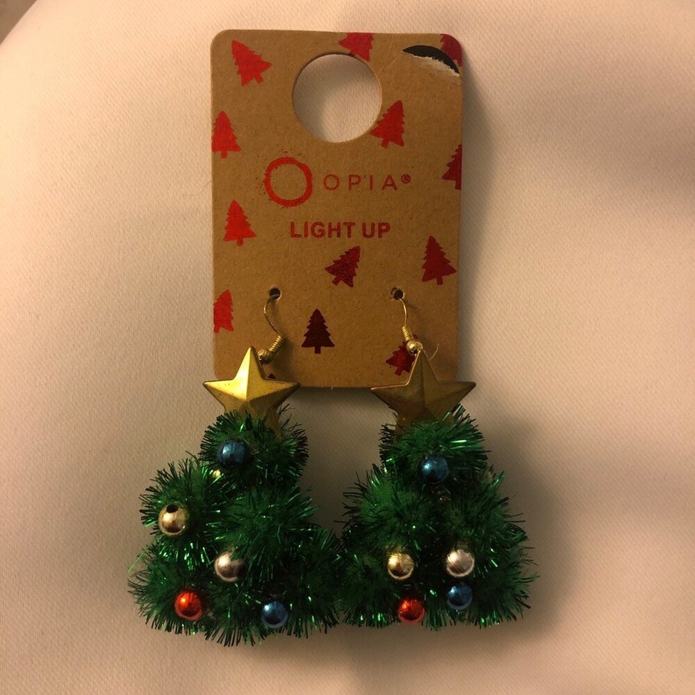 Christmas Tree Blinking Holiday Earrings